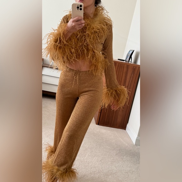 Oseree Oséree Lumiére feather-trimmed top and pants.
Pants sz S top sz S/M - Picture 1 of 16